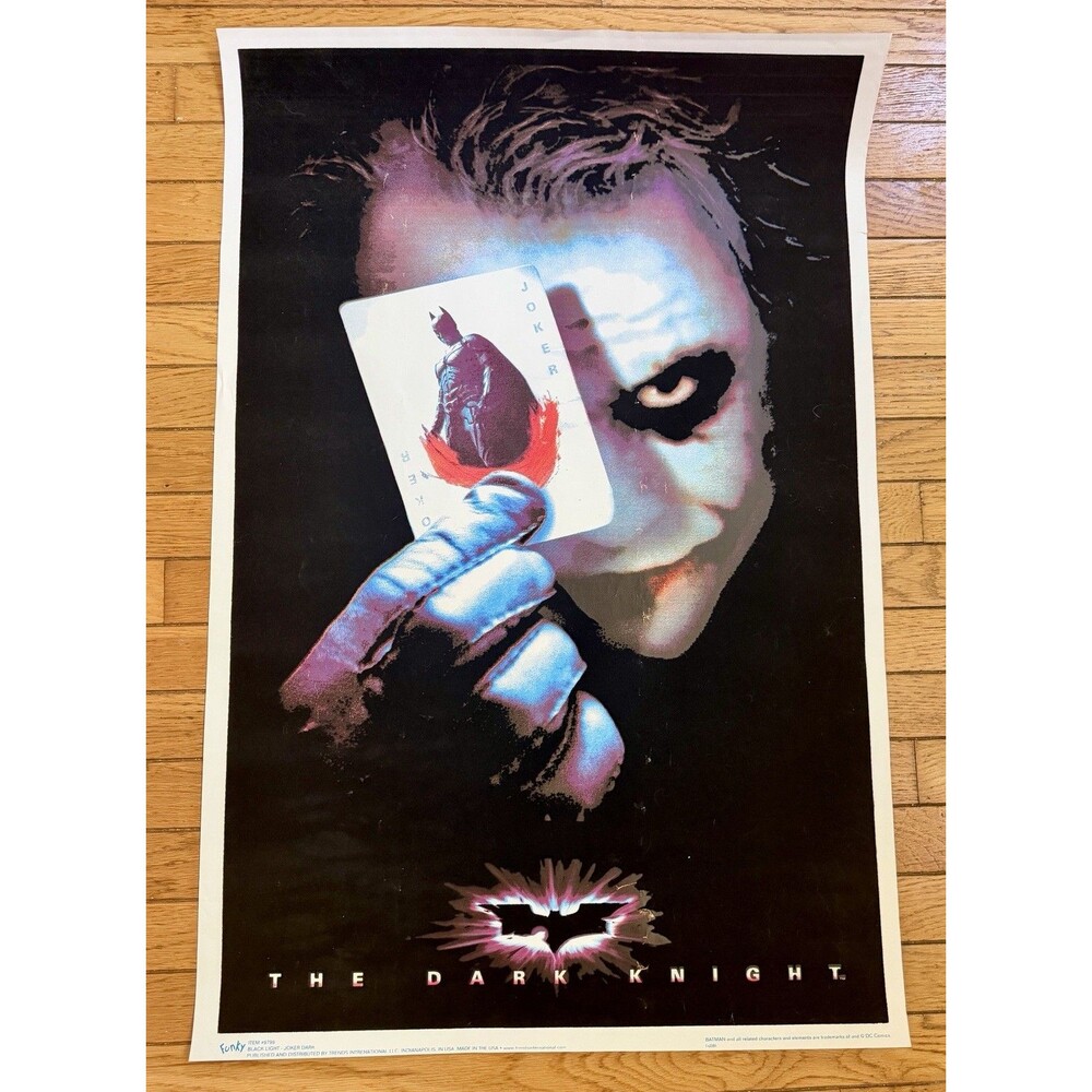 RARE Vintage 2008 Dark Knight Joker Felt Blacklight Felt Poster 23x35